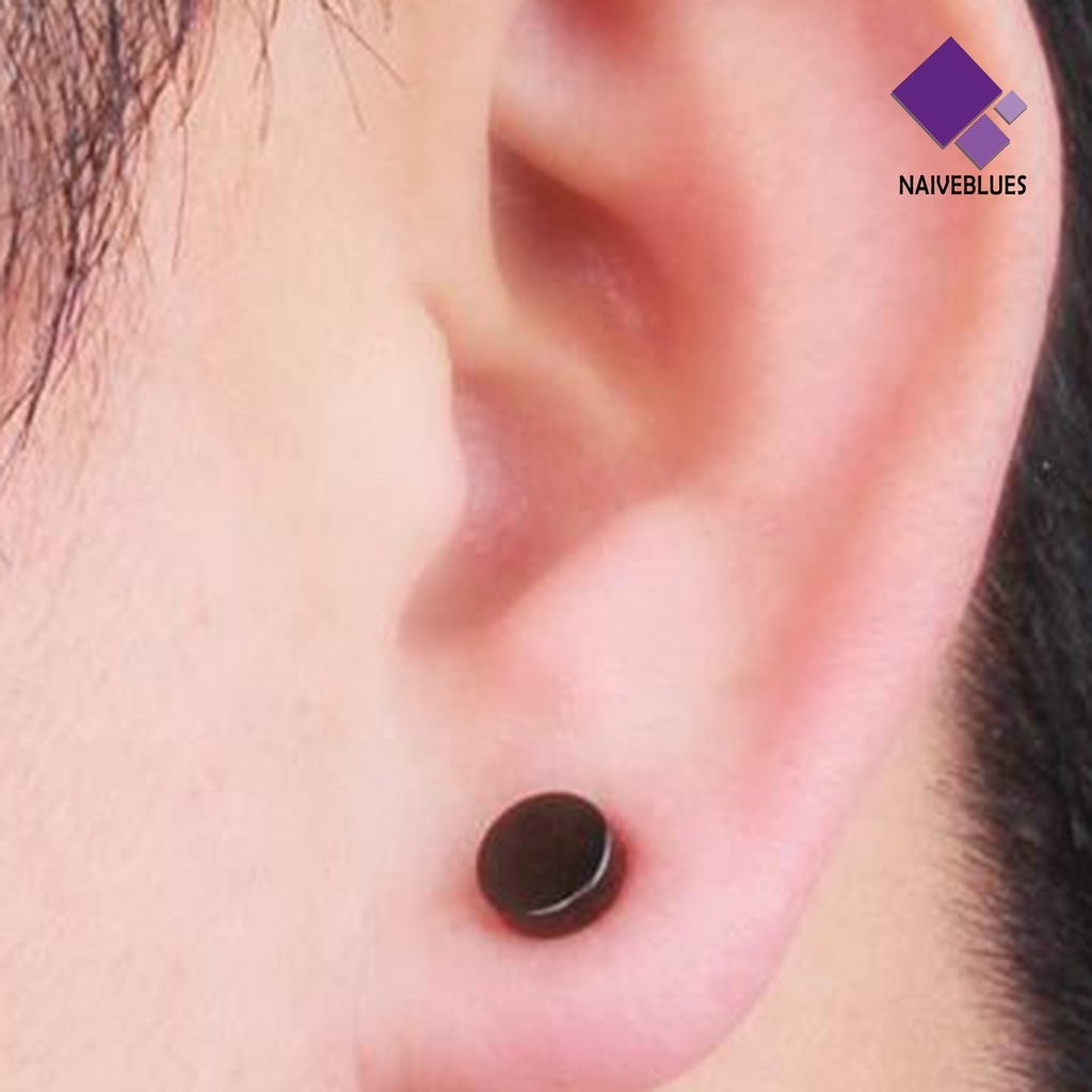 Naiveblue 1 Pasang Anting Tusuk Bentuk Dumbell Electroplating Gaya Punk Untuk Wanita