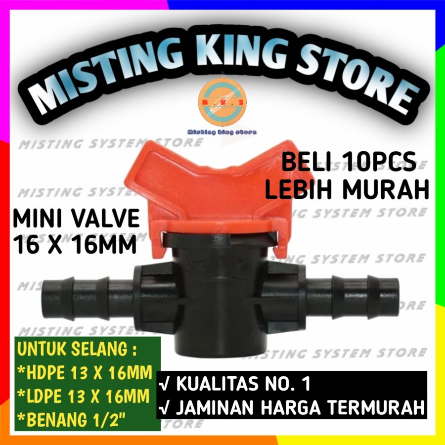 CHECK MINI VALVE 16MM STOP KERAN AIR KRAN SELANG PE 13 X 16 MM BENANG 1/2&quot;