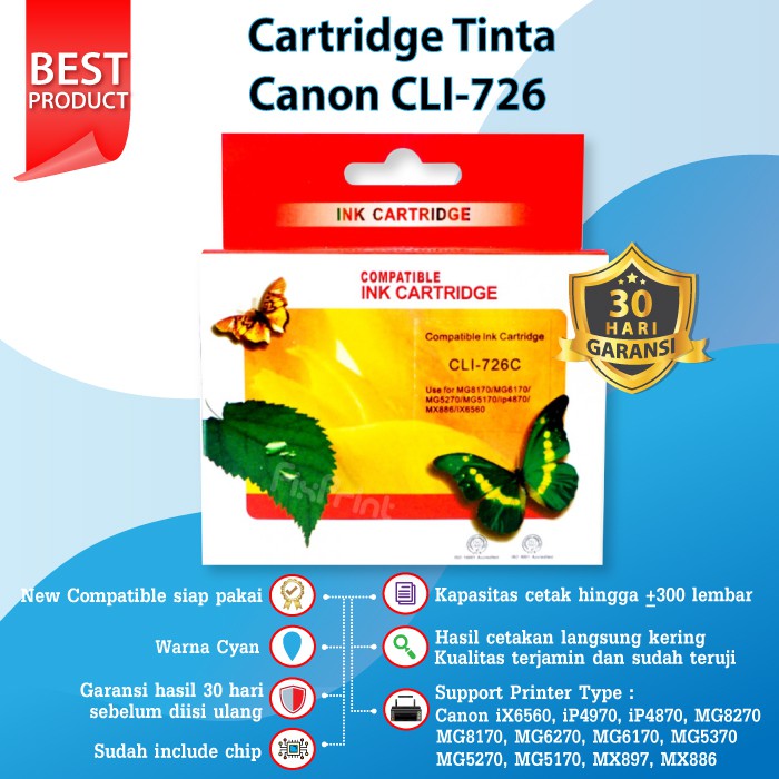 Cartridge Tinta Canon PGI 725 Black CLI 726 Color PGBK CLI 726 Printer iX6560 iP4870 MG5170 MX886