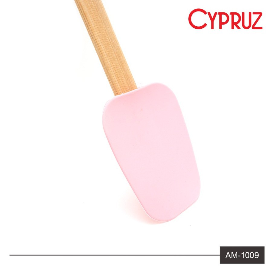 Cypruz Spatula Sendok Silicone + Gagang Bambu AM-1009