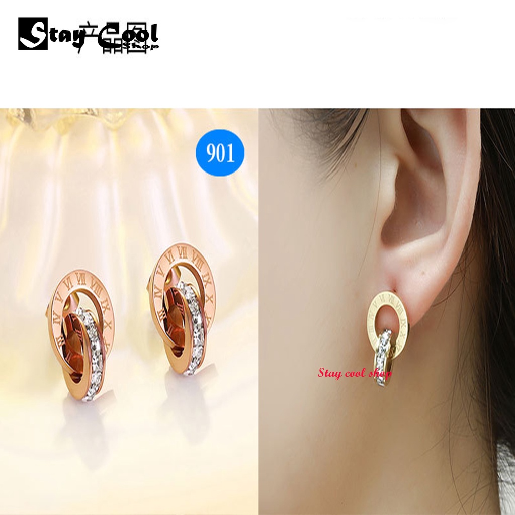 Anting Mungil CartiIr Titanium Gold dan Rosegold Anti Karat Dan Luntur Fashion Korea Bisa Cod Bayar Ditempat