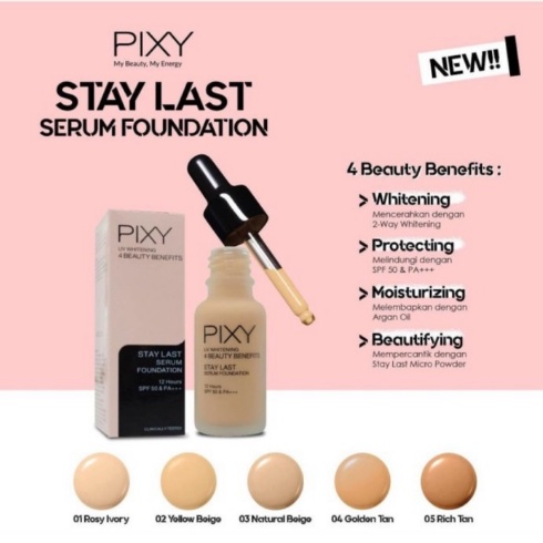 PIXY STAY LAST SERUM Foundation SPF 50&PA+++ / Alas Bedak Cair / Pixy Alas Bedak