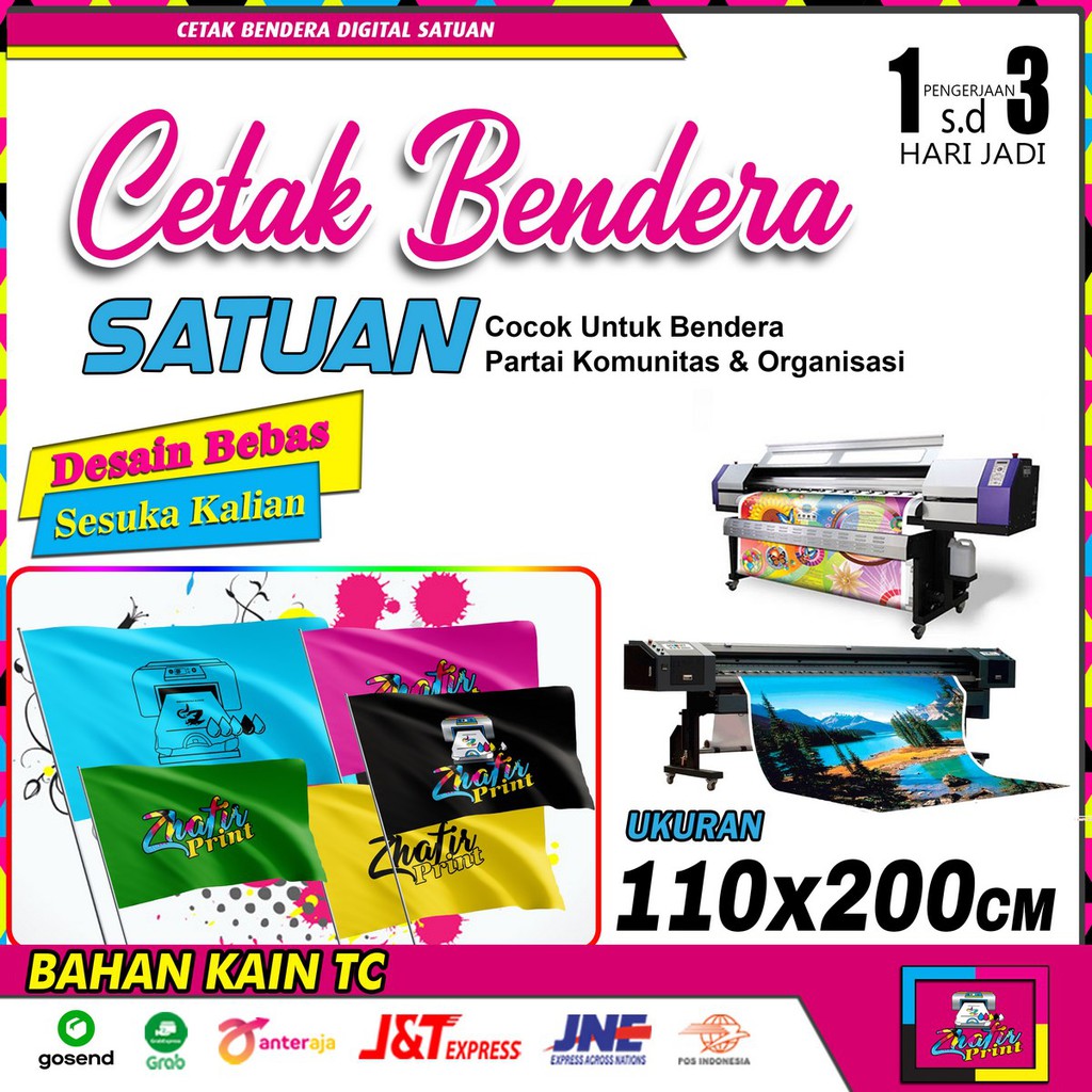 Bendera Custom Satuan Bahan Kain TC Lokal Uk.110x200 cm