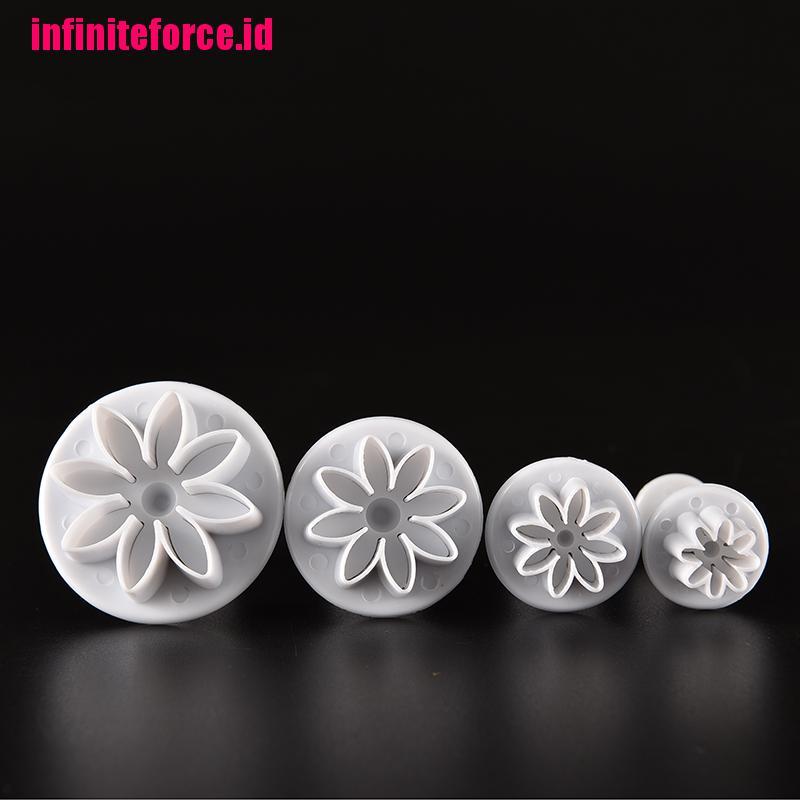 4X Cake Fondant Sugarcraft Decor Cookie Mould Mold Plunger Daisy Flower Cutter