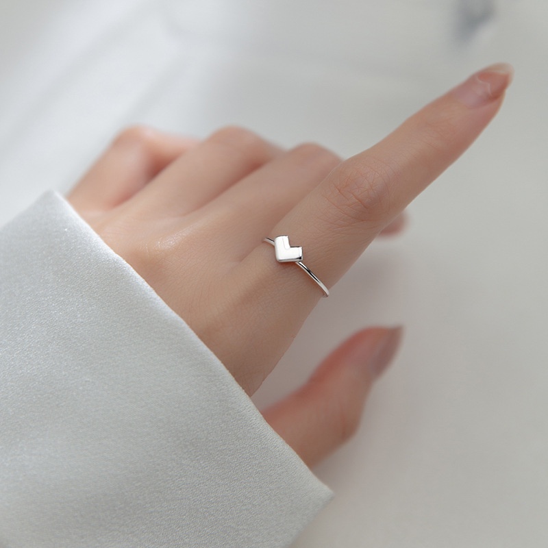 Cincin Model Terbuka Dapat Disesuaikan Bentuk Hati Gaya Simple Untuk Hadiah Wanita