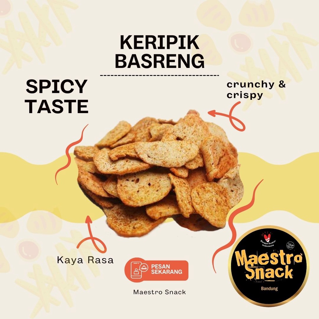 

TERMURAH Keripik Basreng Bakso Goreng Pedas Asin Original Gurih Cemilan Kripik Baso Ikan Tenggiri