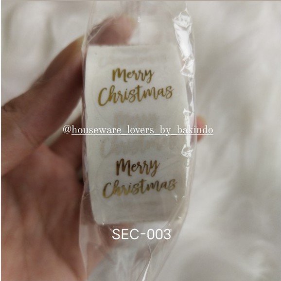 Kingsbakeware 1 Roll (500pcs) Stiker Label 2.5cm Edisi Christmas untuk cookies packaging/kado