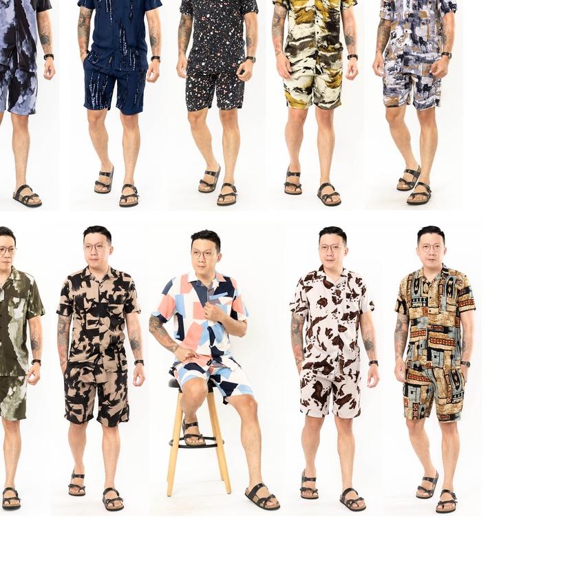 ❂ Jane Frey Clothing Setelan Piyama Pria | Freypv 8074 Reguler Fit Set Motif M-XL Kemeja Tie Dye Set