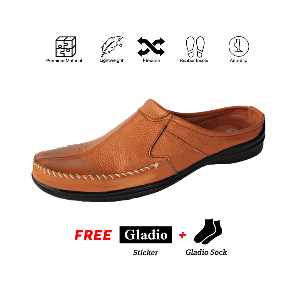 Sepatu Tutong Pria Gladio Footwear Bustong _ Octo Tan