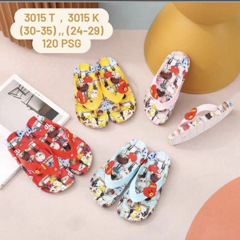 SANDAL JEPIT ANAK BTS BT21 KARET SENDAL JAPIT 3015