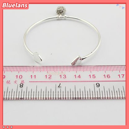 Bluelans Gelang Bangle Open Adjustable Desain Hati Hias Berlian Imitasi Untuk Wanita