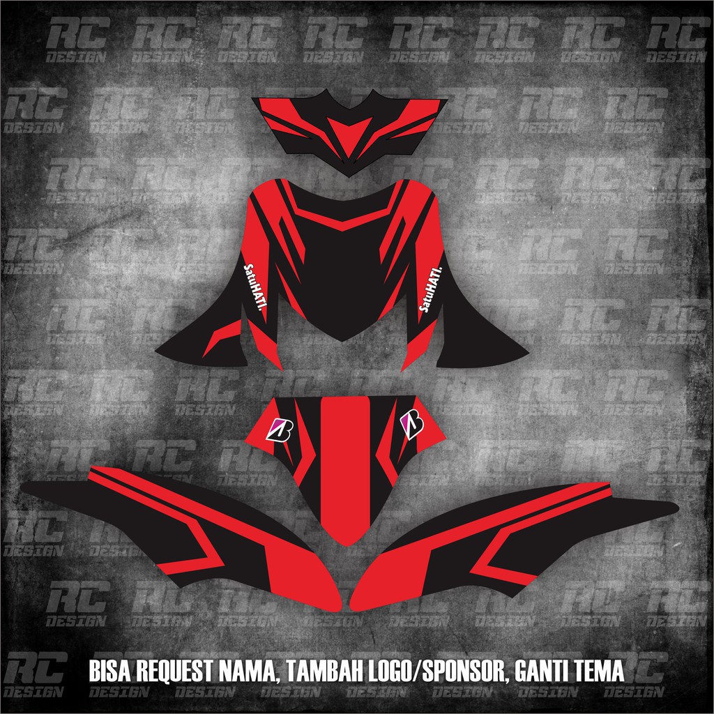 STICKER DECAL BEAT POP MOTIF MERAH HITAM