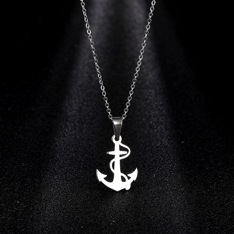 Ornamen jangkar kapal bingkai berbentuk liontin titanium steel necklace Eropa dan Amerika