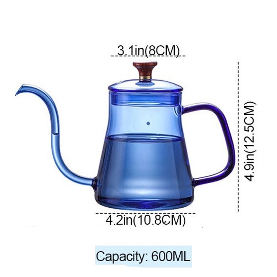 Teko Pitcher Teh Gooseneck Chinese Teapot Glass 600ml - BRO-045