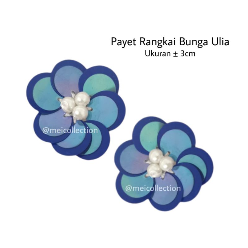 aplikasi bunga payet rangkai 3D APB Ulia 3cm navy dongker | bisa custom warna | kebaya tunangan | ke