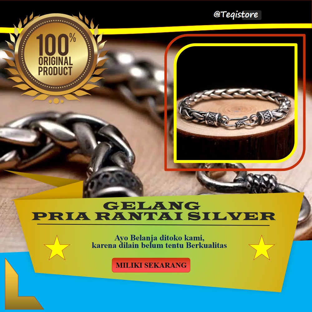 Gelang Pria Rantai Silver