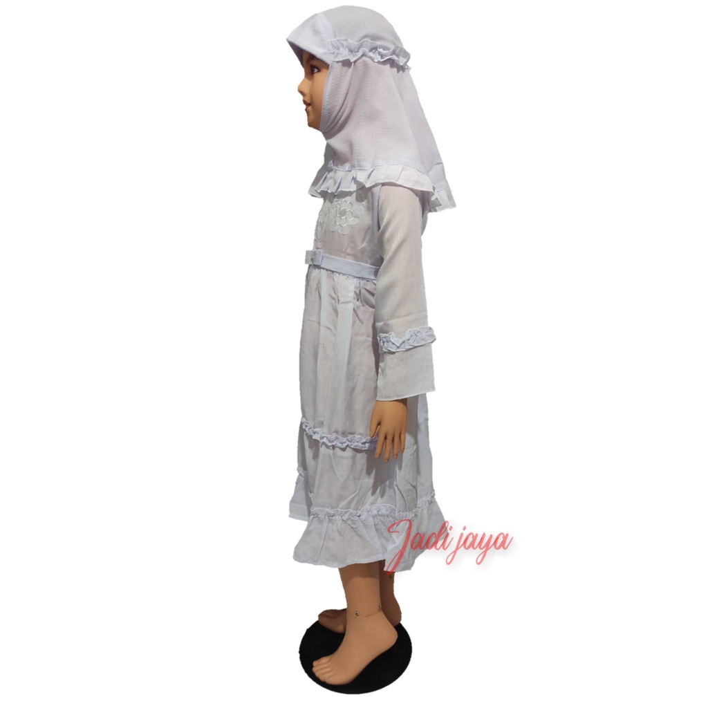 Gamis Putih Anak Perempuan Busana Muslim Putih Anak Baju Manasik Anak BAHAN Dobby