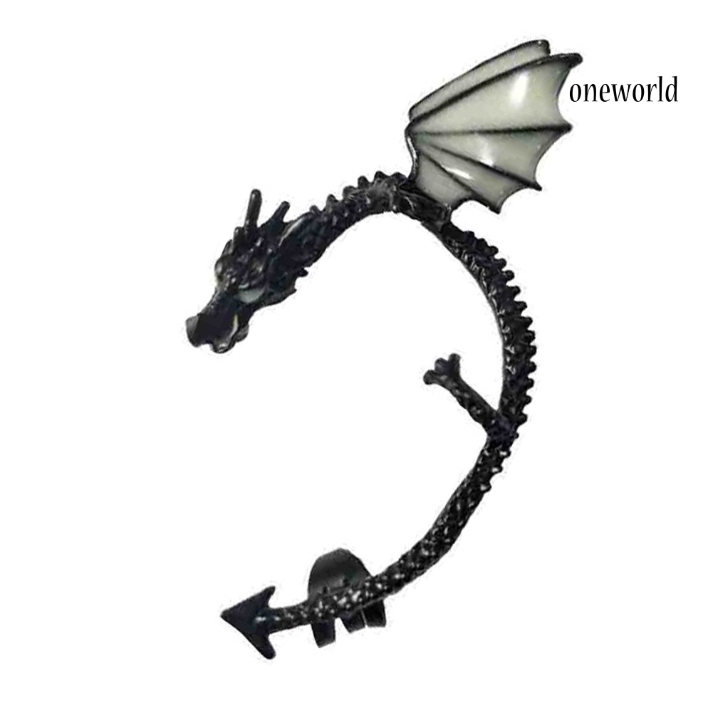 OW@ 1Pc Women Punk Luminous Dragon Shape Ear Cuff Clip Earring No Piercing Jewelry