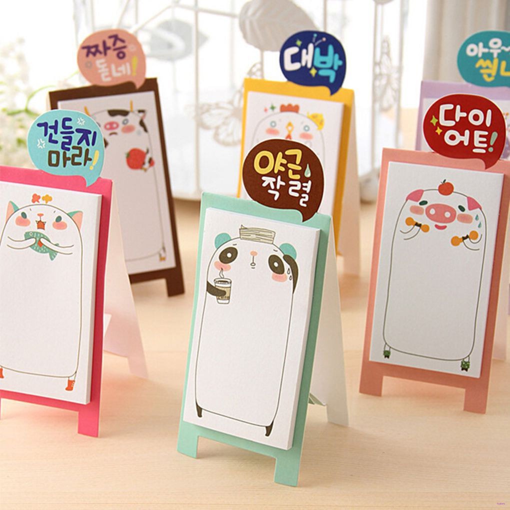 Stiker Memo Pad Sticky Note Gaya Korea Dengan Stand Untuk Scrapbook