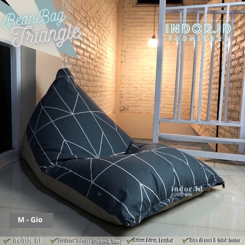 Bean Bag TRIANGLE MEDIUM PLUS ISI Bahan KATUN - Bean Bag Murah - Bean Bag Dewasa - Bean Bag Sofa Minimalis