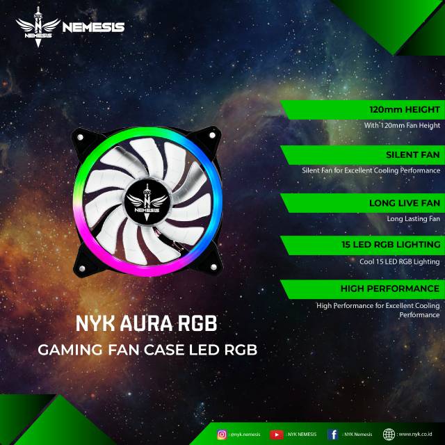 Nyk Aura RGB Fan Casing 12Cm Silent / CPU Cooler RGB