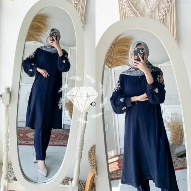 TUNIK JOANA BORDIR MOSCREPE (TUNIK ONLY)