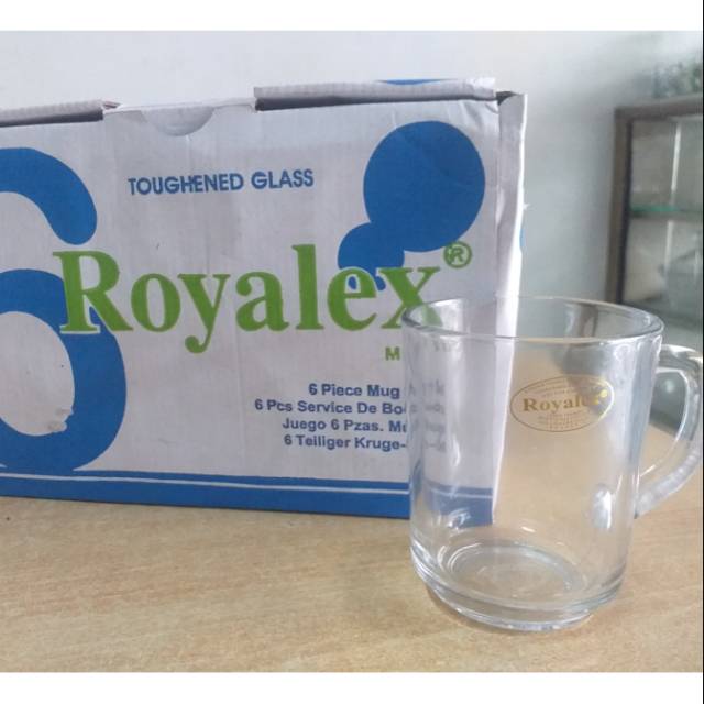 Gelas Kopi Tempered Royalex 255 Set isi 6 pcs / Coffee Mug Tempered Glass 255 / Cangkir Kopi