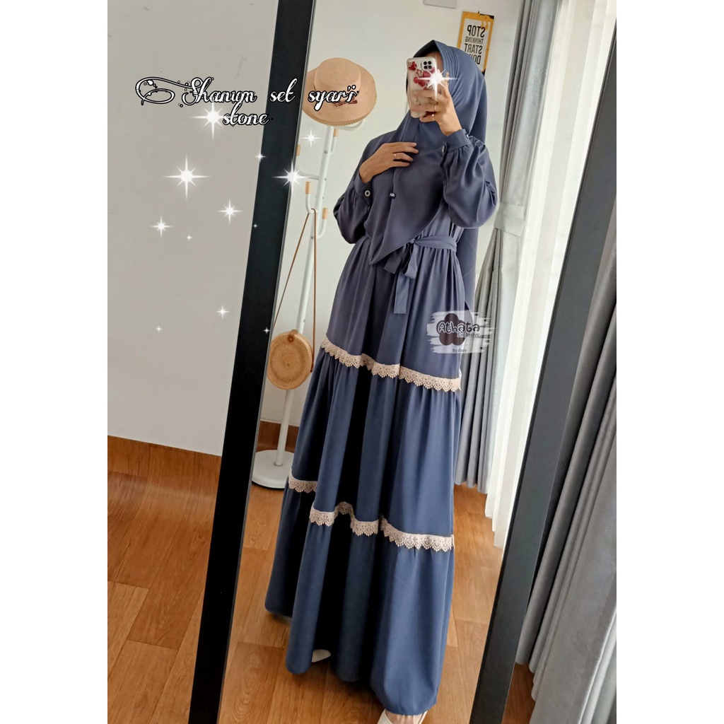 SHANUM SET SYAR'I/ PRODUK ORIGINAL ATHATA EXCLUSIVE/ GAMIS SET HIJAB LD 120-125