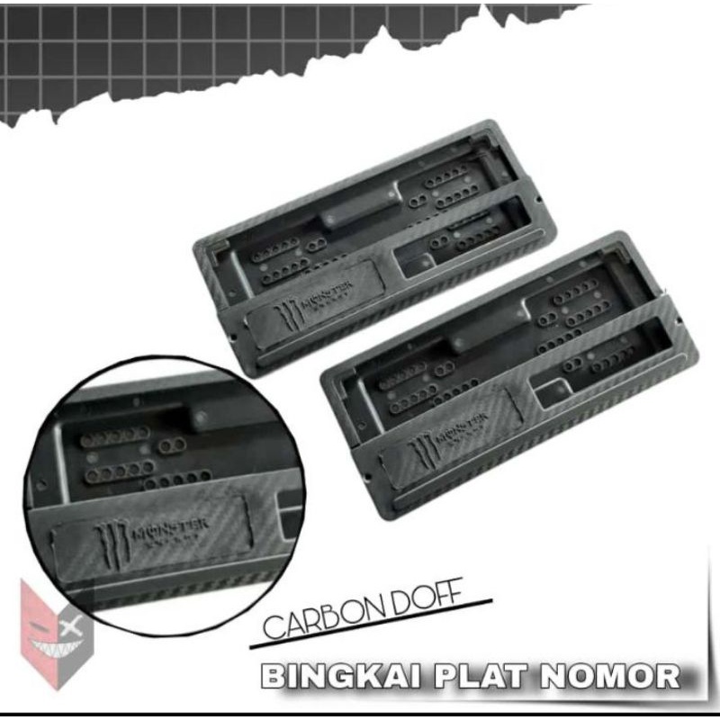 dudukan plat nomor motor monster motif karbon