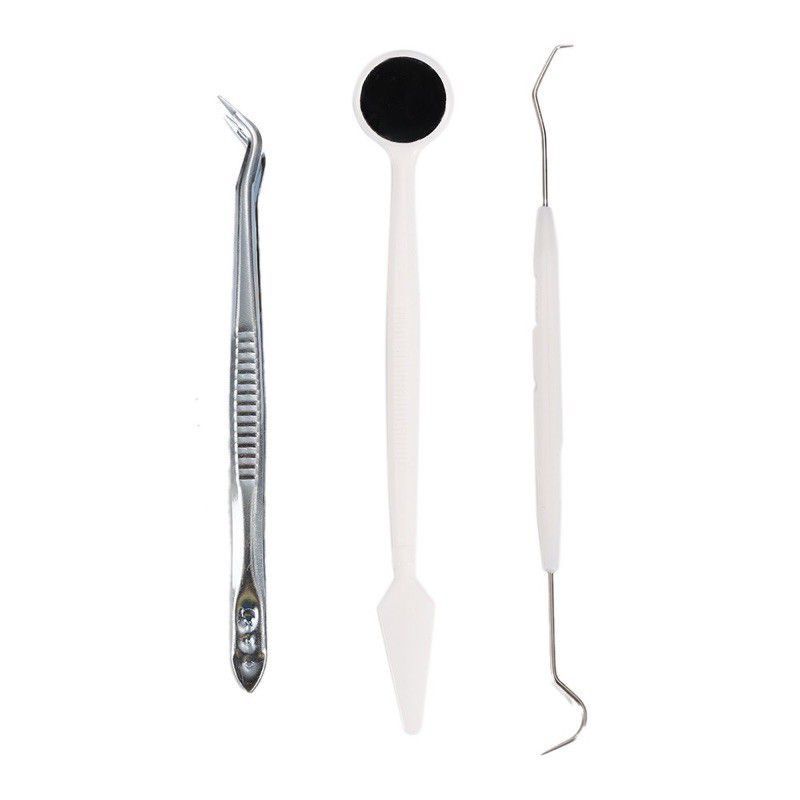 alat pembersih karang gigi Plak Dental Instrument Hook Pinset kaca set