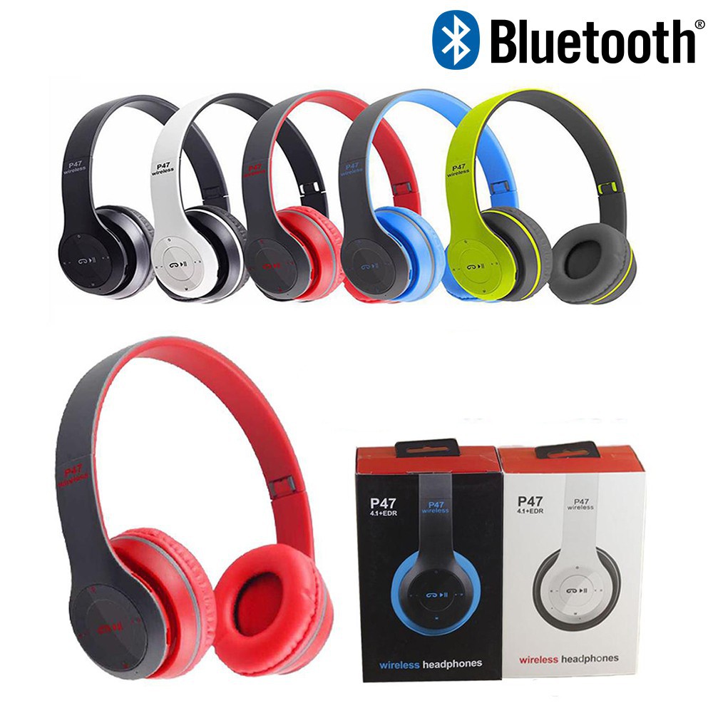 PROMO【6.6 only today】HEADPHONE Bluetooth Gaming Headset Wireless Pro Bass P47-PUTIH P47