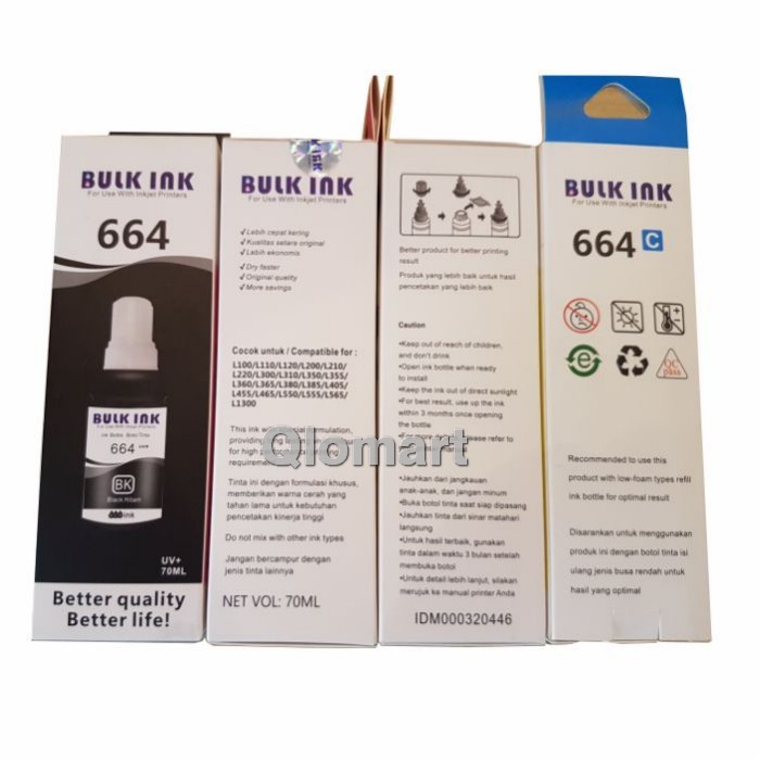 Tinta Epson 664 Original Bulk Ink L121 L120 L360 L310 L220 L210 L300 L200 L1300 Aman Untuk head