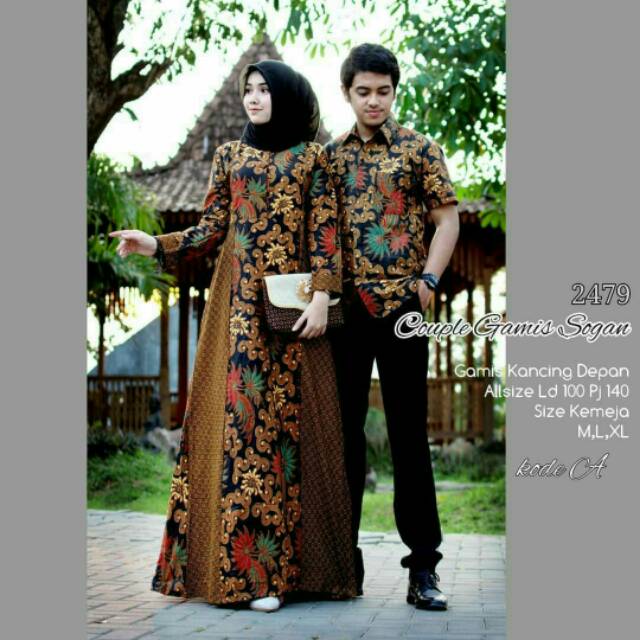 Couple gamis sogan -2479 bahan katun batik pekalongan