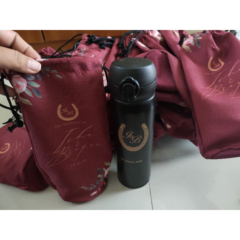 tas serut Tumbler bahan canvas tas straw bottle tas botol