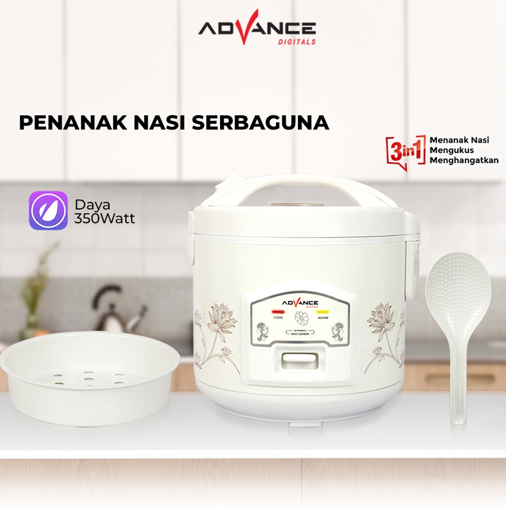 Advance Digitals A-12 Rice Cooker Penanak Nasi Serbaguna 1.2L 3 in 1 Magic Com Garansi Resmi 1 Tahun