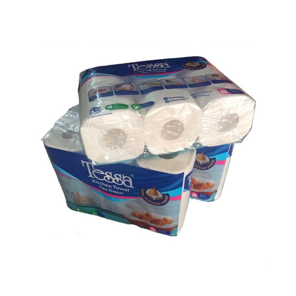 Tisu Dapur Tessa 70 sheets 2 ply isi 3 rol TTP01 sheet / Tissue Kitchen Towel Roll 70s 2ply bahan berkualitas