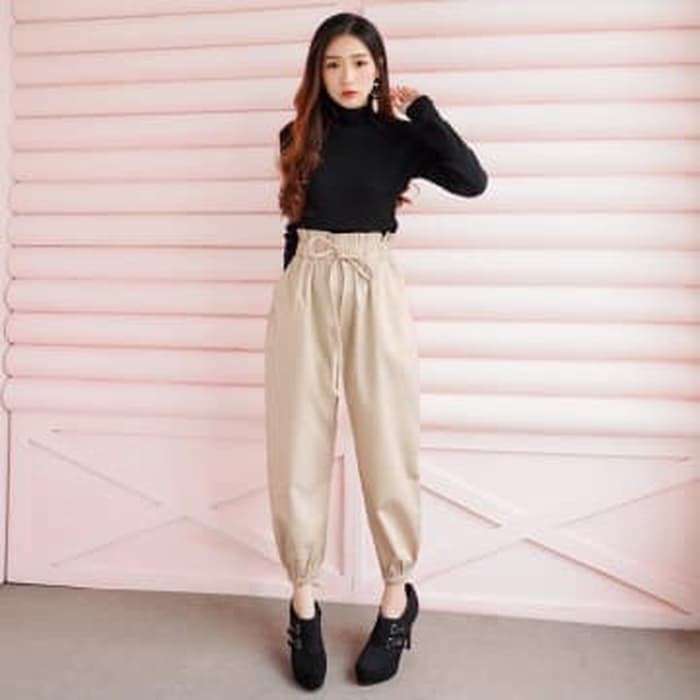 Diskon Celana  Kain Wanita  Melar Model Pensil  Hitam Putih  