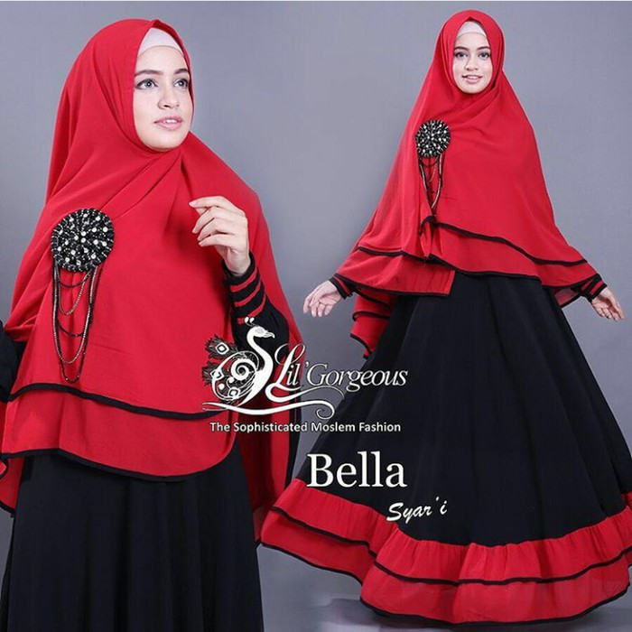(Promo) Set Syari Putih Polos MAXMARA [Bella syarii Black NI] gamis muslim wanita jersey hitam