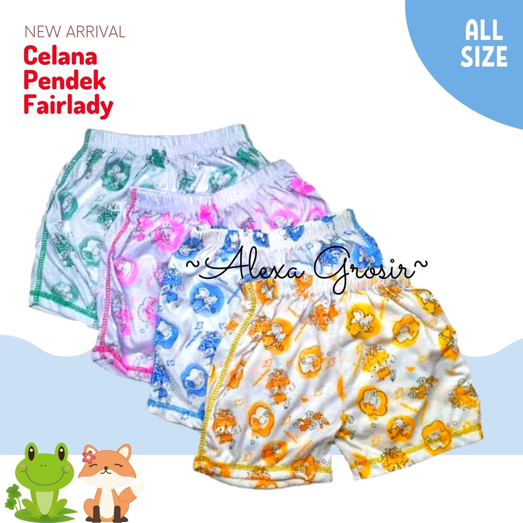 Celana harian katun 1thn s/d 3thn/celana pendek karakter /celana pendek/ santai/katun fairlady