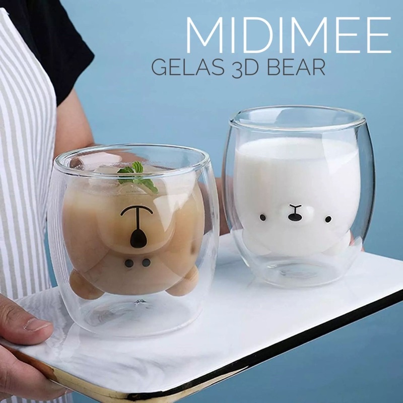 Double Wall Glass Bear/Gelas Kaca Dinding Beruang