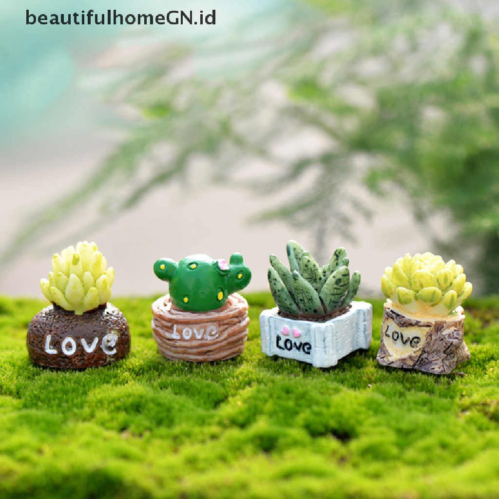 4 Pcs Miniatur Tanaman Micro Gnome Terrarium Bahan Resin Untuk Dekorasi Taman