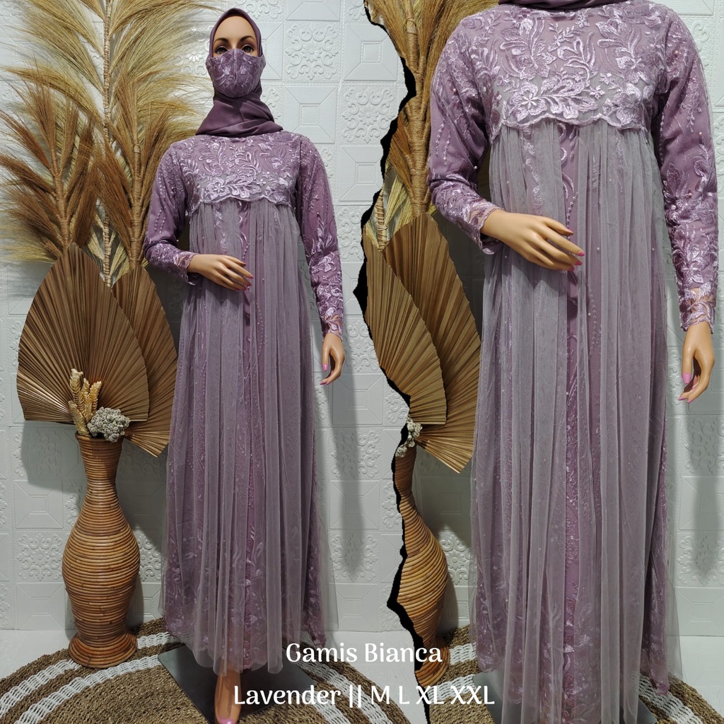 Kadai.baju / Gamis tulle bianca / Gamis brukat jumbo / Gamis pernikahan dan wisuda