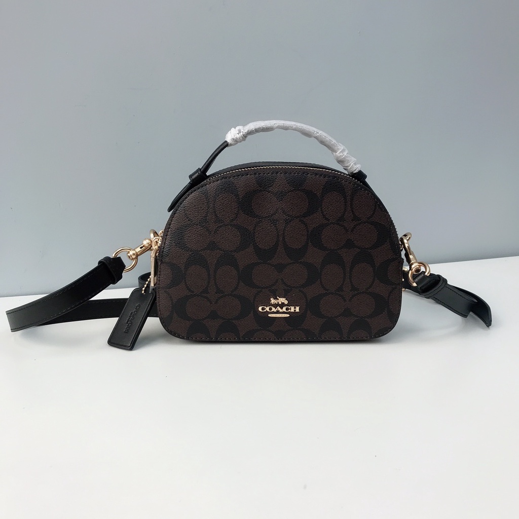 COACH1591 leather round cake bag messenger bag