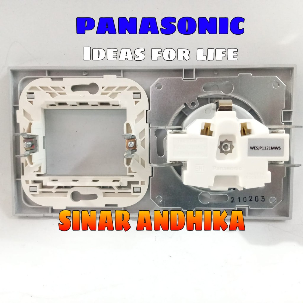 STOP KONTAK SINGLE (CP) + FRAME SAKLAR SILVER STYLE E PANASONIC WESJP 11212MWS