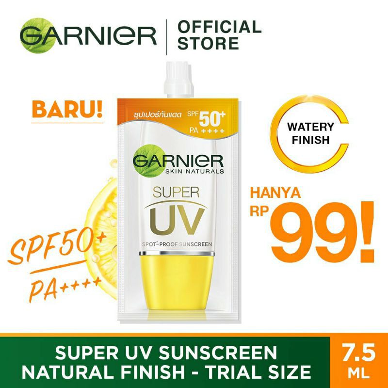 Garnier Super UV Spot-proof Sunscreen SPF 50+ PA+++ Sample sachet mini travel size 7,5 ml 7.5ml