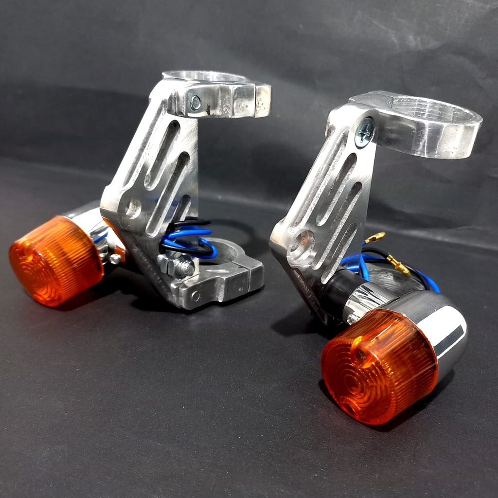 Kupingan lampu CNC set Sein bulat palu lampu sen palu bulat Kupingan lampu pesek Kupingan cnc as 33 31 breket lampu pesek CB GL Megapro Tiger