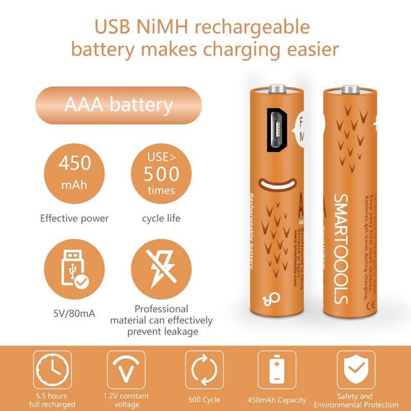 SMARTOOOLS BATTERY MICRO USB RECHARGEABLE AAA FAST CHARGING