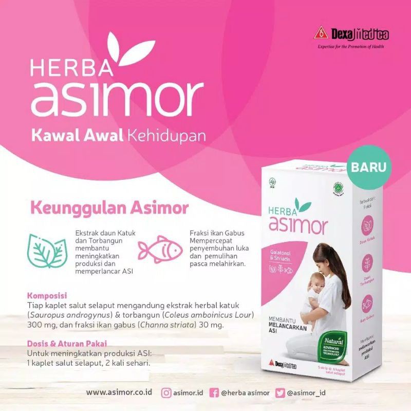 Herba Asimor Pelancar ASI Box isi 30 &amp; Strip isi 6 Asimor ASI Booster - Kabakids Store