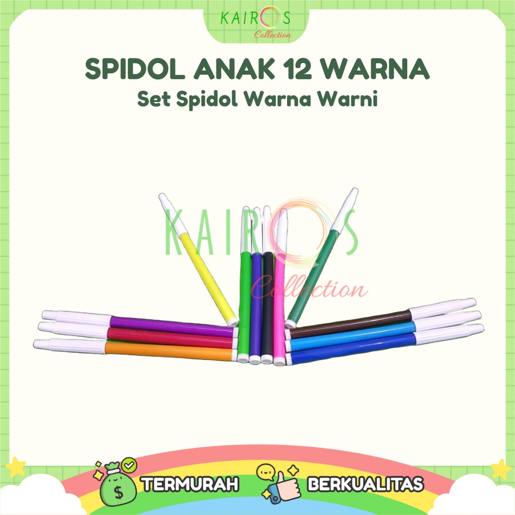 Spidol Set 12 Warna Perlengkapan Menggambar Anak