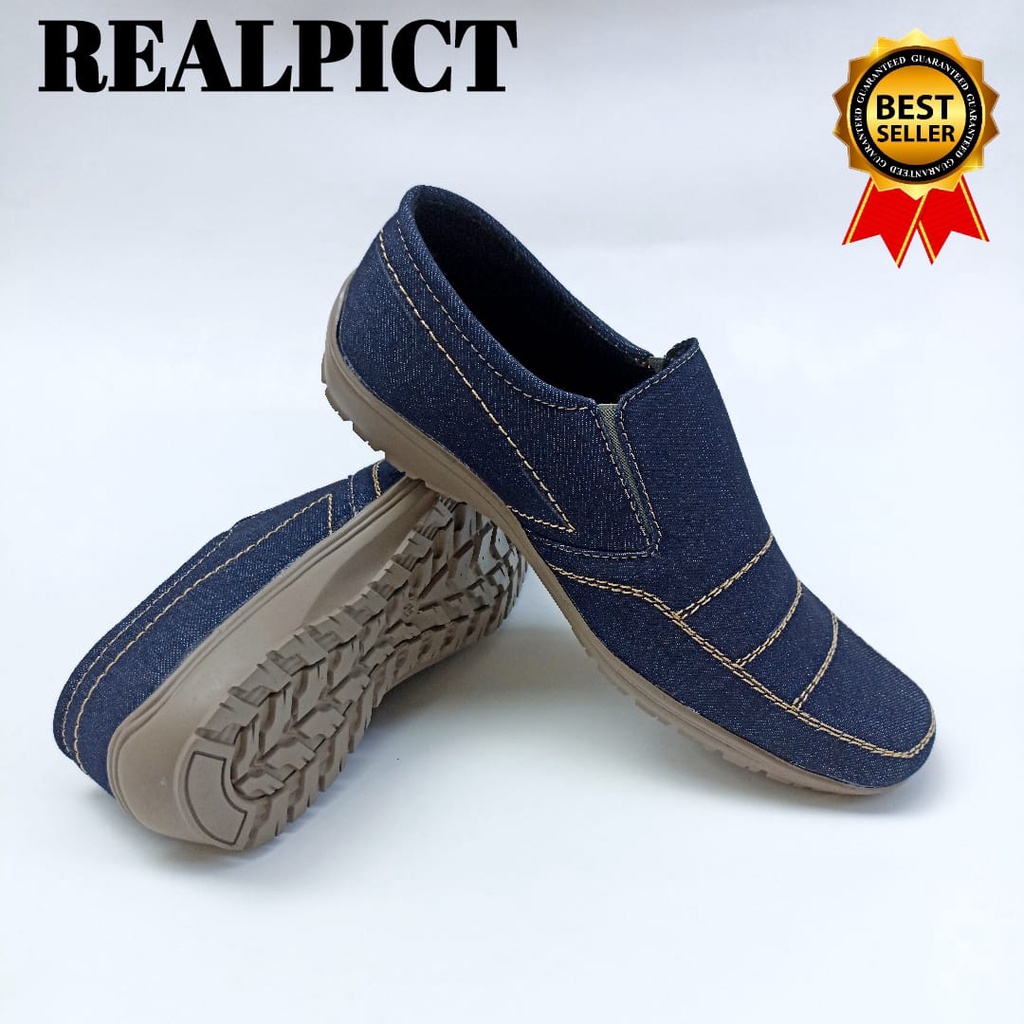 SEPATU SLIP ON PRIA/SEPATU SNEAKER CASUAL JEANS GARIS/SEPATU SLOP